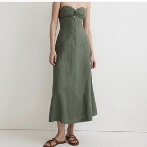 Madewell Sage Green Strapless Midi Dress